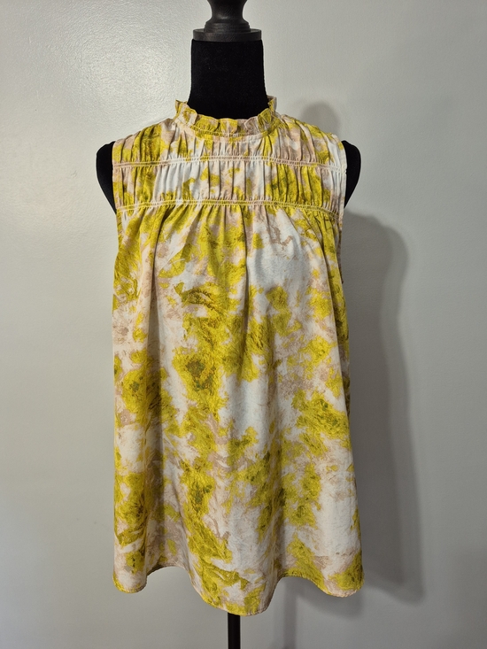 Joie Yellow And White Sleeveless Blouse Top Medium